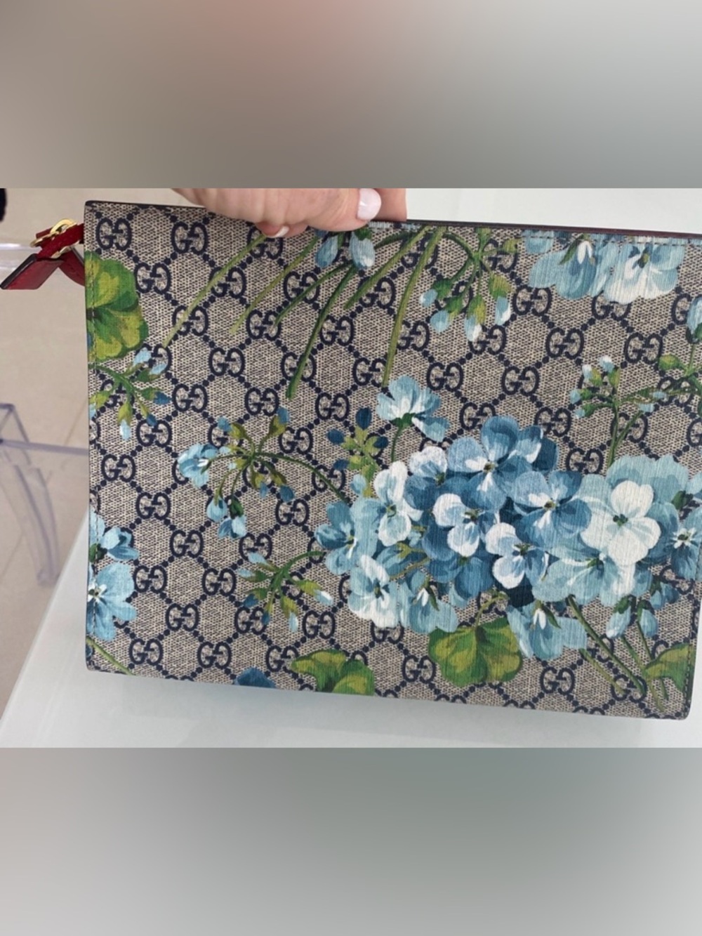 Gucci Floral Blue and Green Clutch